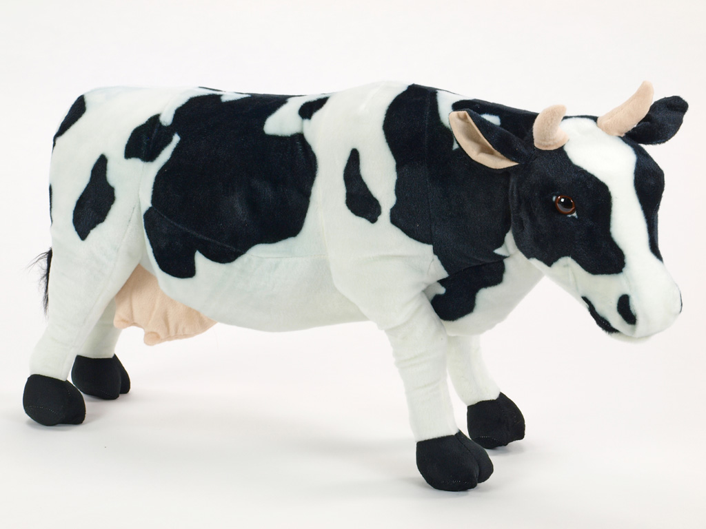 Plyšová kráva stojící,  délka 84 cm, výška 47 cm