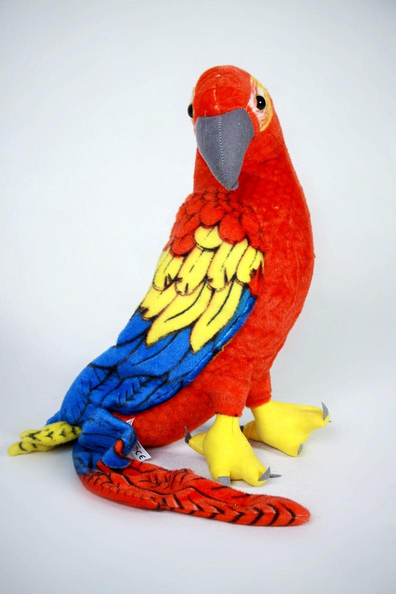 Plyšový papoušek Ara, červený