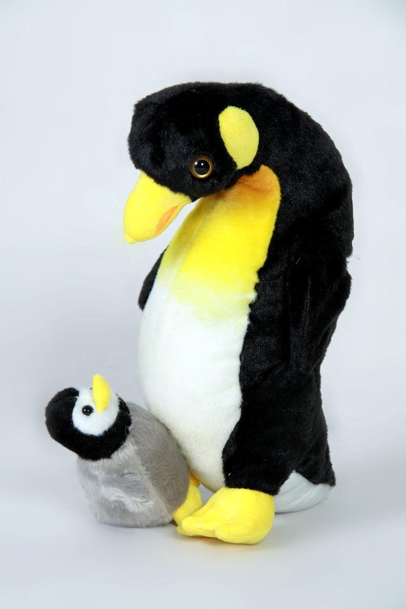Roztomilá plyšová tučňáčí maminka s mládětem, postavička z JIM JAM