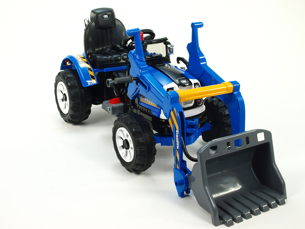 Elektrický  traktor Kingdom s nakládací lžící, modrý