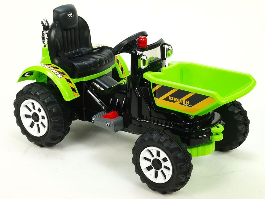 Elektrický traktor Kingdom s výklopnou korbou, zelený