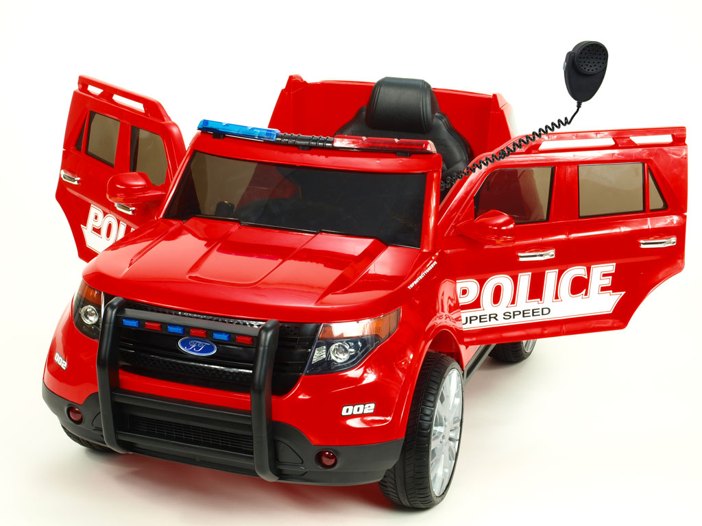 Elektrický džíp USA policie, červený