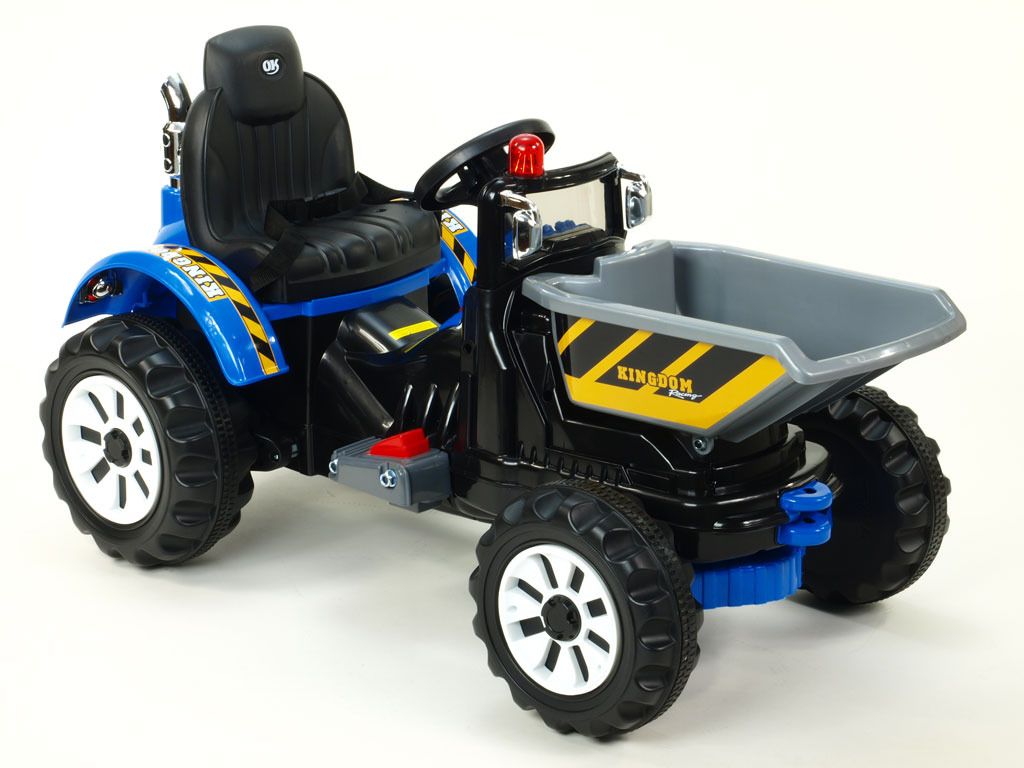 Elektrický traktor Kingdom s výklopnou korbou, modrý