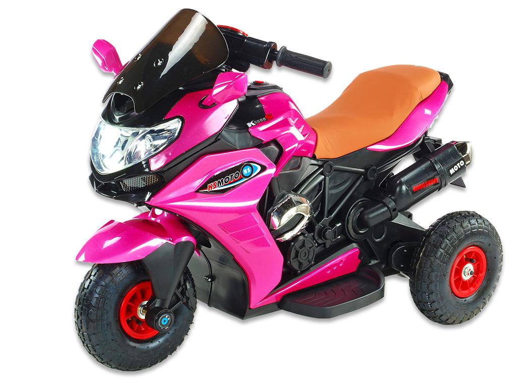 Dětská elektrická motorka Dragon, nafukovací kola, růžová