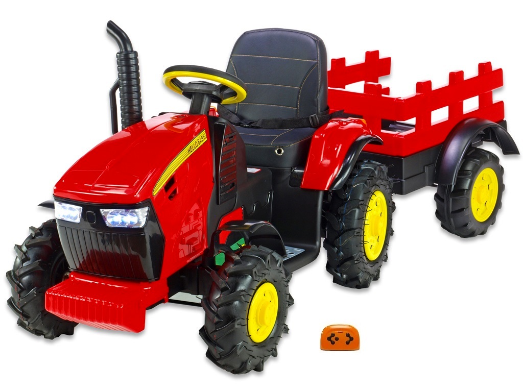 Dětský elektrický Traktor Hello s vlekem, červený