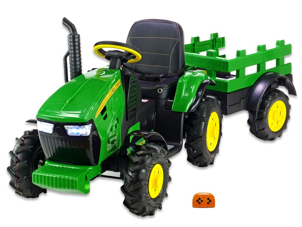 Dětský elektrický Traktor Hello s vlekem, zelený