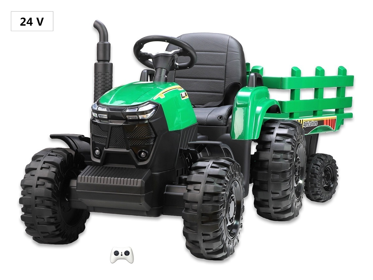 Dětský elektrický traktor Agricultur farm s vlekem, zelený