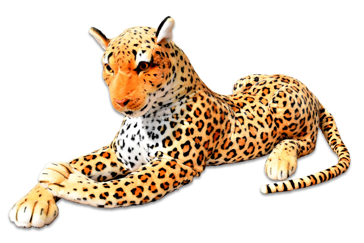 Velký plyšový leopard délky 170cm, oranžový 