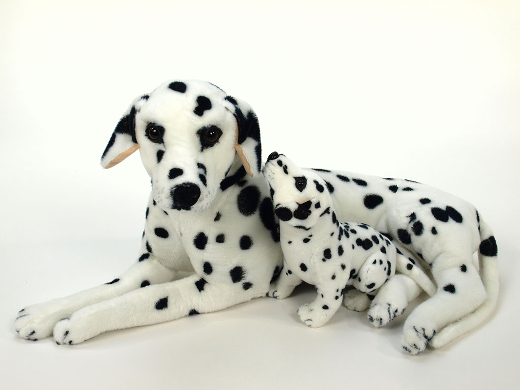 Plyšový pes dalmatin s mládětem, délky 110 cm