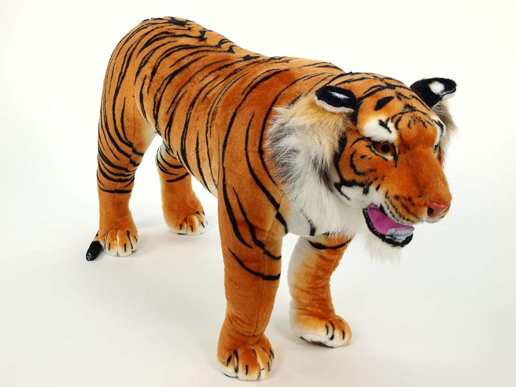 Plyšový stojící tygr oranžový, délky 178 cm