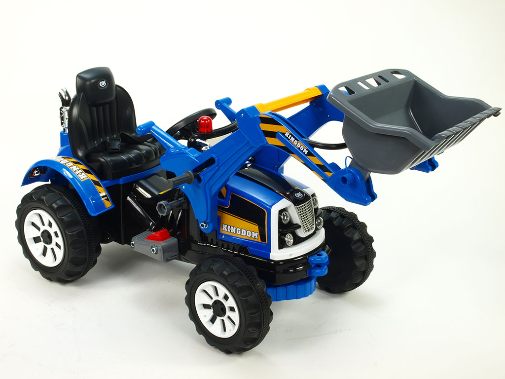 Elektrický  traktor Kingdom s nakládací lžící, modrý