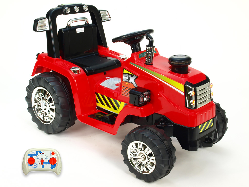 Elektrický Traktor s mohutnými koly 12V s 2,4G DO, červený