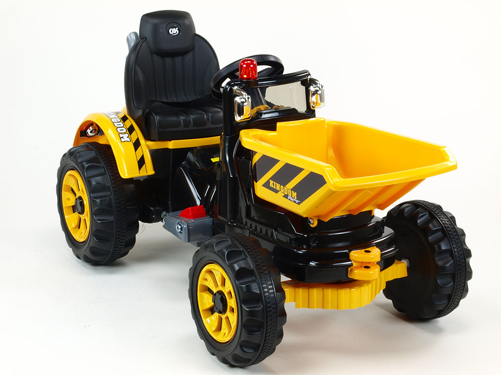 Elektrický traktor Kingdom s výklopnou korbou, žlutý
