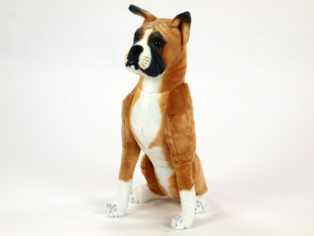 Plyšový pes boxer, výška 64 cm