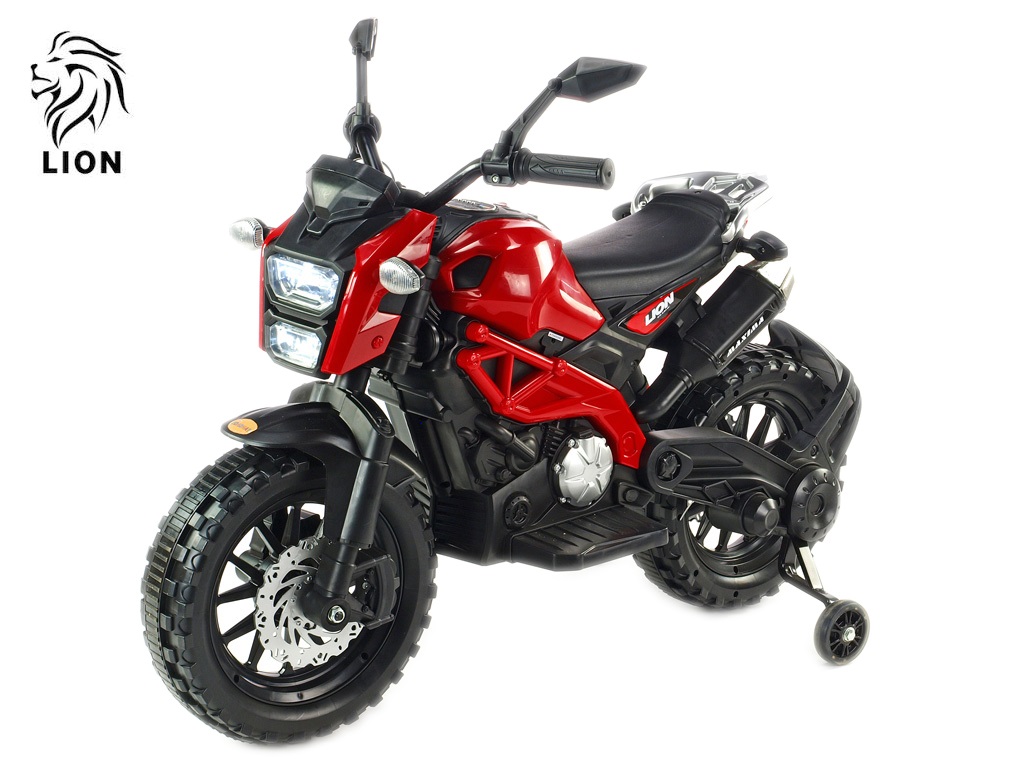 Dětská elektrická motorka terénní Lion, vínová
