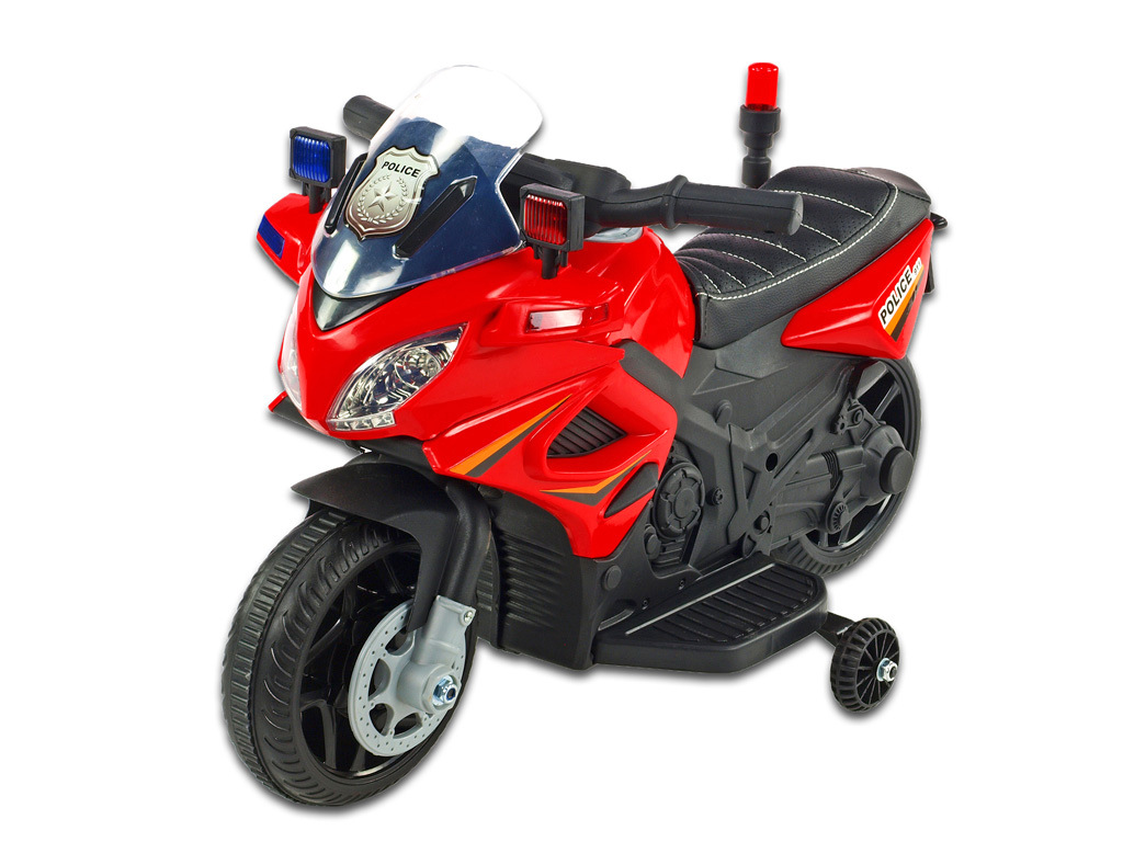 Elektrická motorka mini pro nejmenší Policie 911, červená