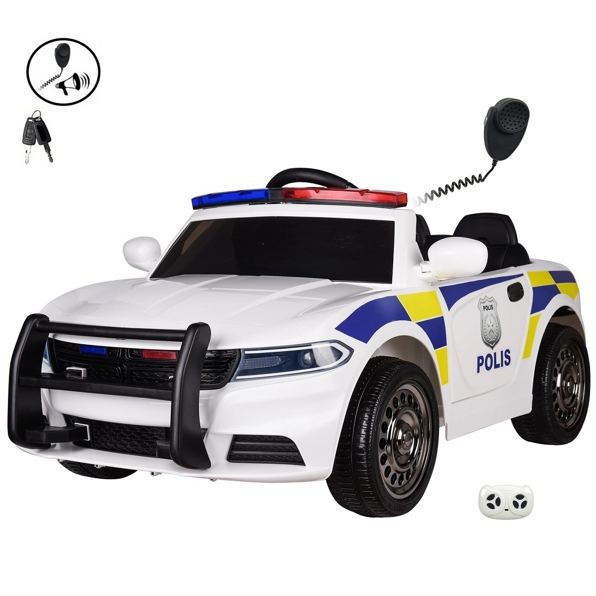 Elektrické auto policie POLIS s 2,4G, bílé