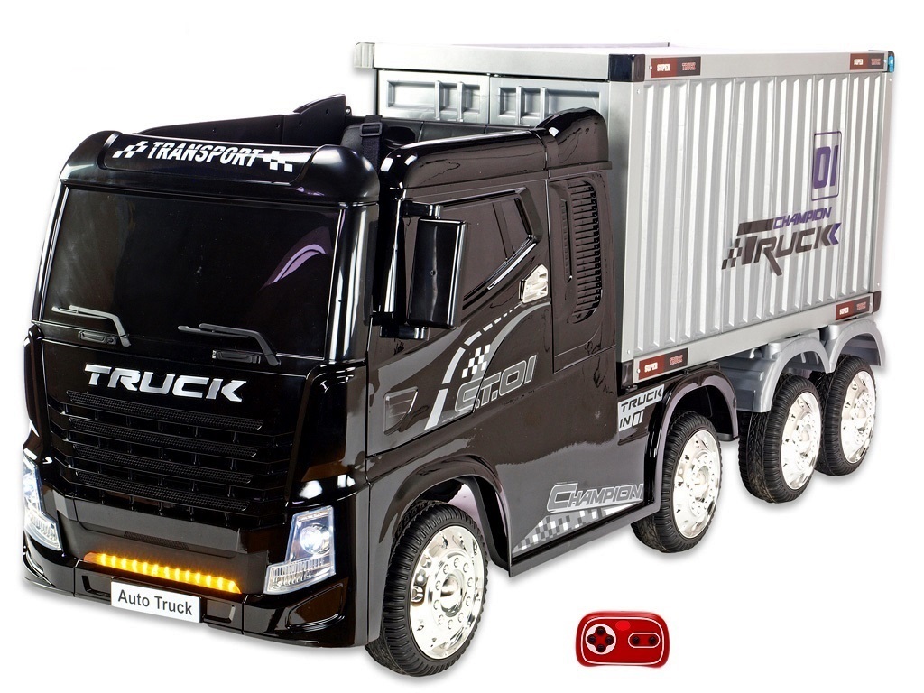 Kamion Truck Champion s návěsem a kontejnerem s 2,4G, 4x4, černý